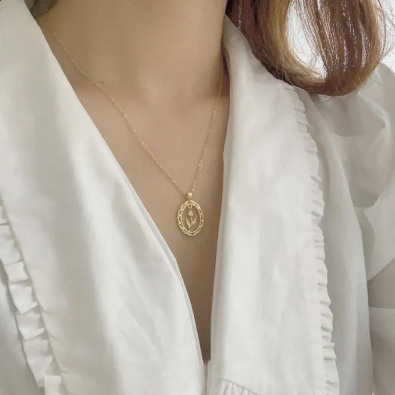 Vintage Tulip Necklace (Solid Silver)