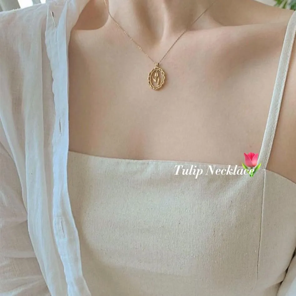 Vintage Tulip Necklace (Solid Silver)