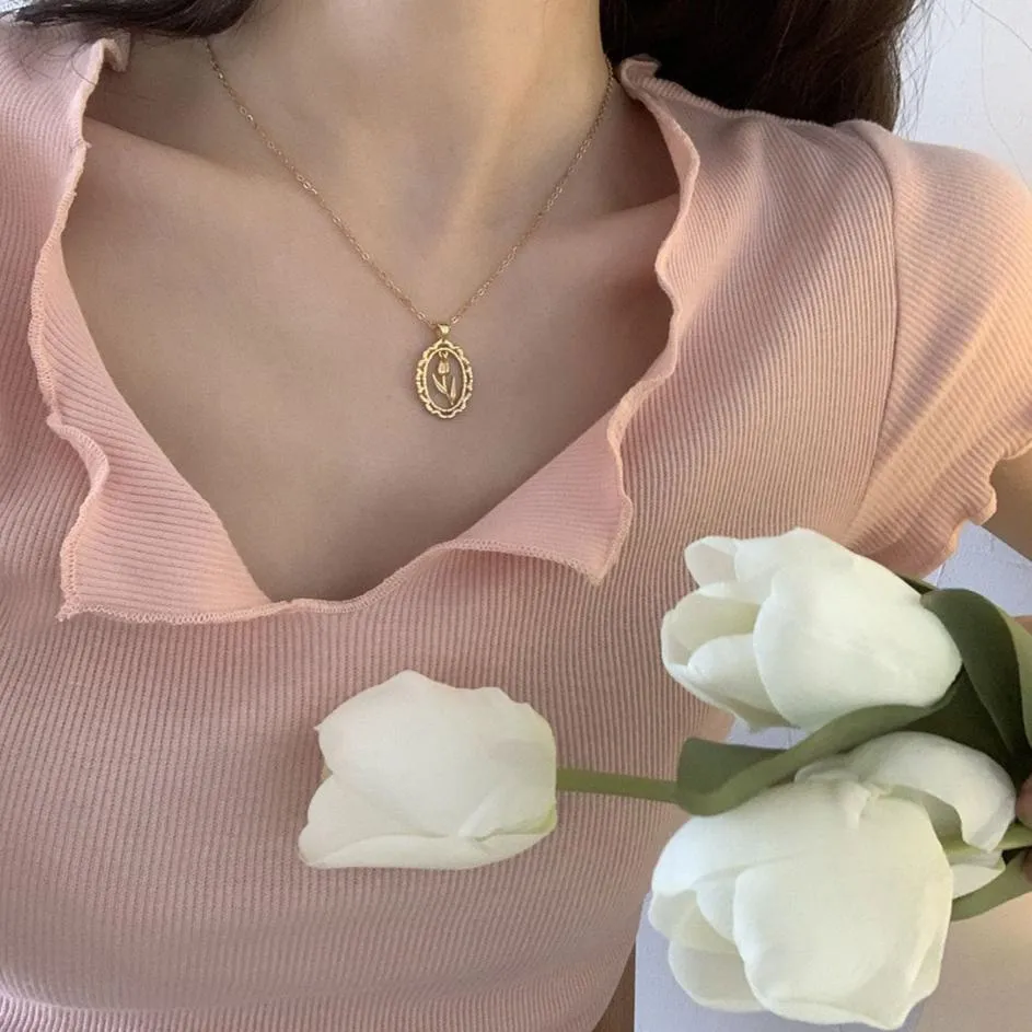 Vintage Tulip Necklace (Solid Silver)