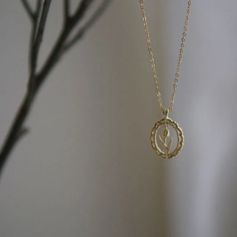 Vintage Tulip Necklace (Solid Silver)