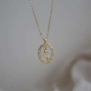 Vintage Tulip Necklace (Solid Silver)