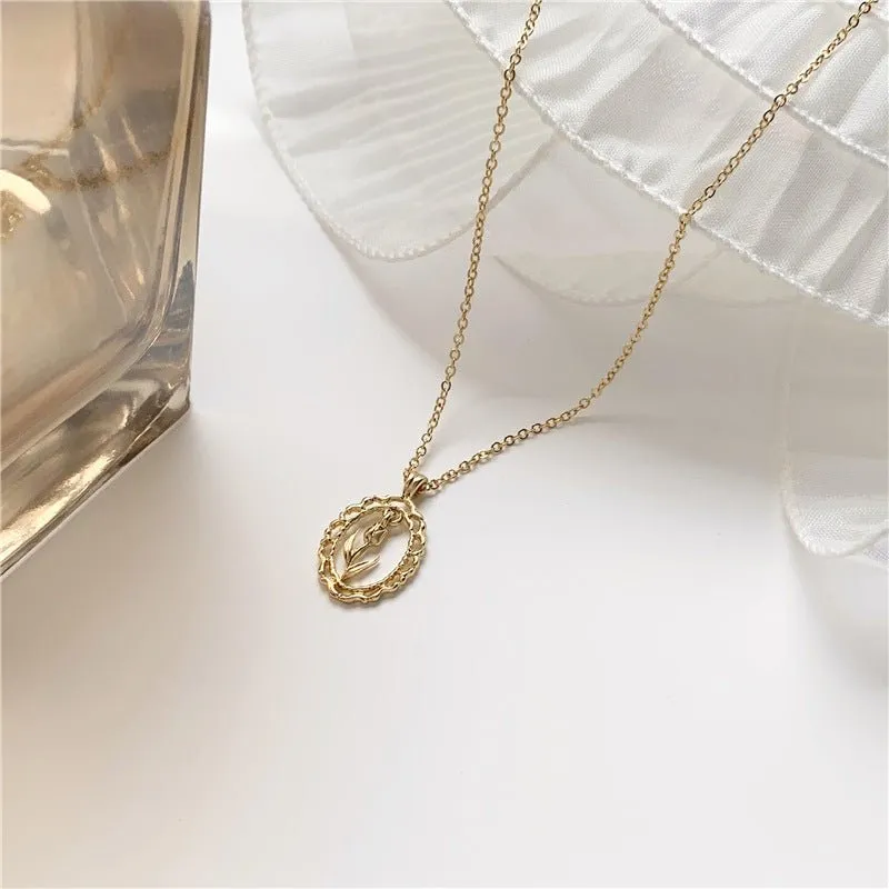 Vintage Tulip Necklace (Solid Silver)