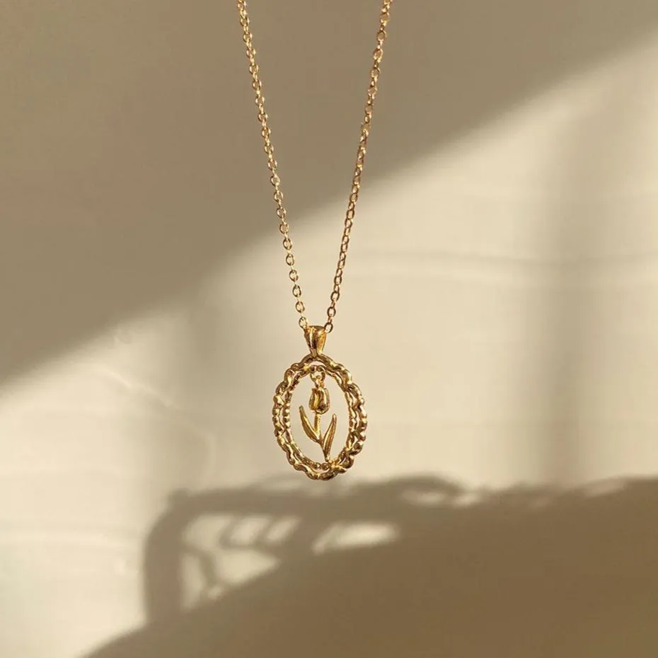 Vintage Tulip Necklace (Solid Silver)