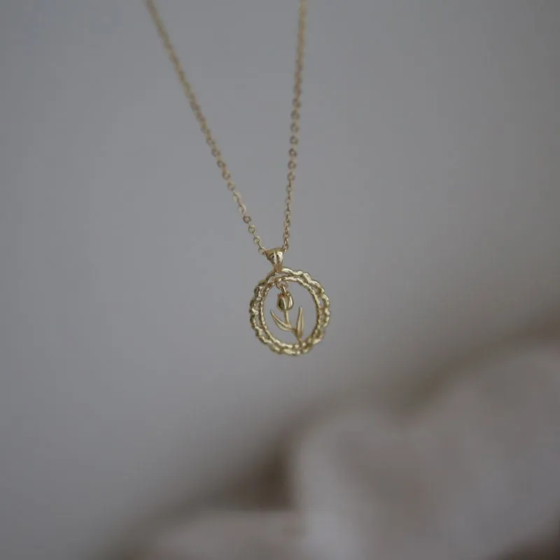 Vintage Tulip Necklace (Solid Silver)