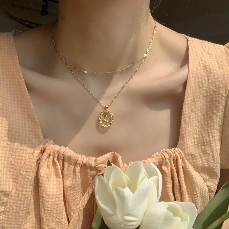 Vintage Tulip Necklace (Solid Silver)