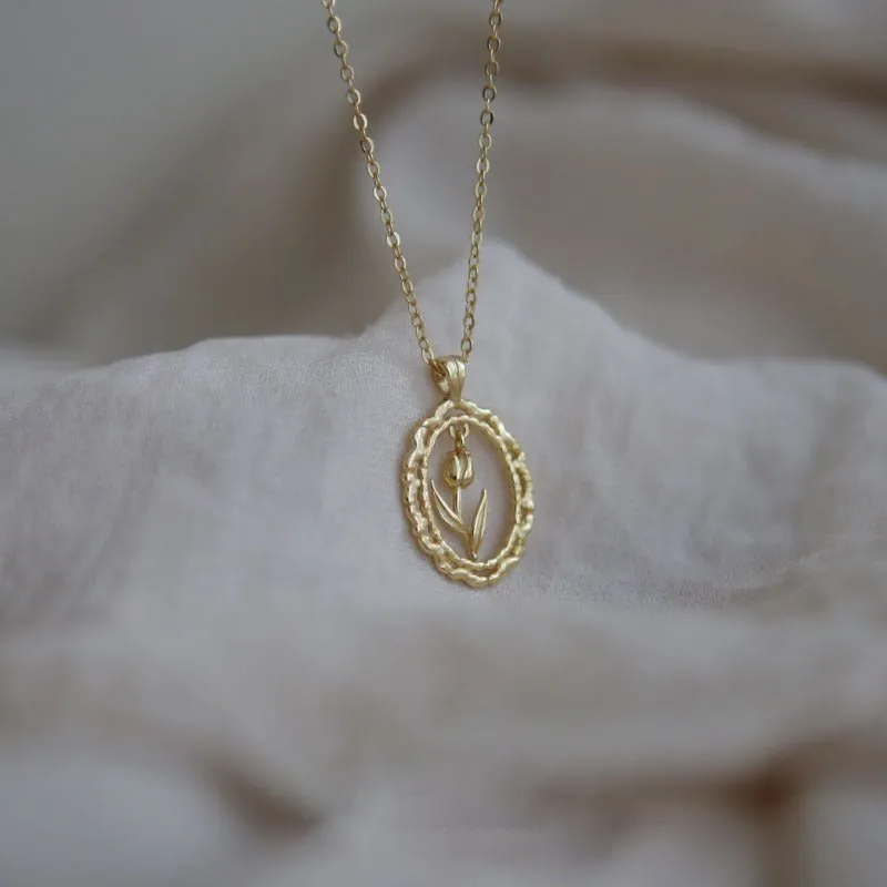 Vintage Tulip Necklace (Solid Silver)
