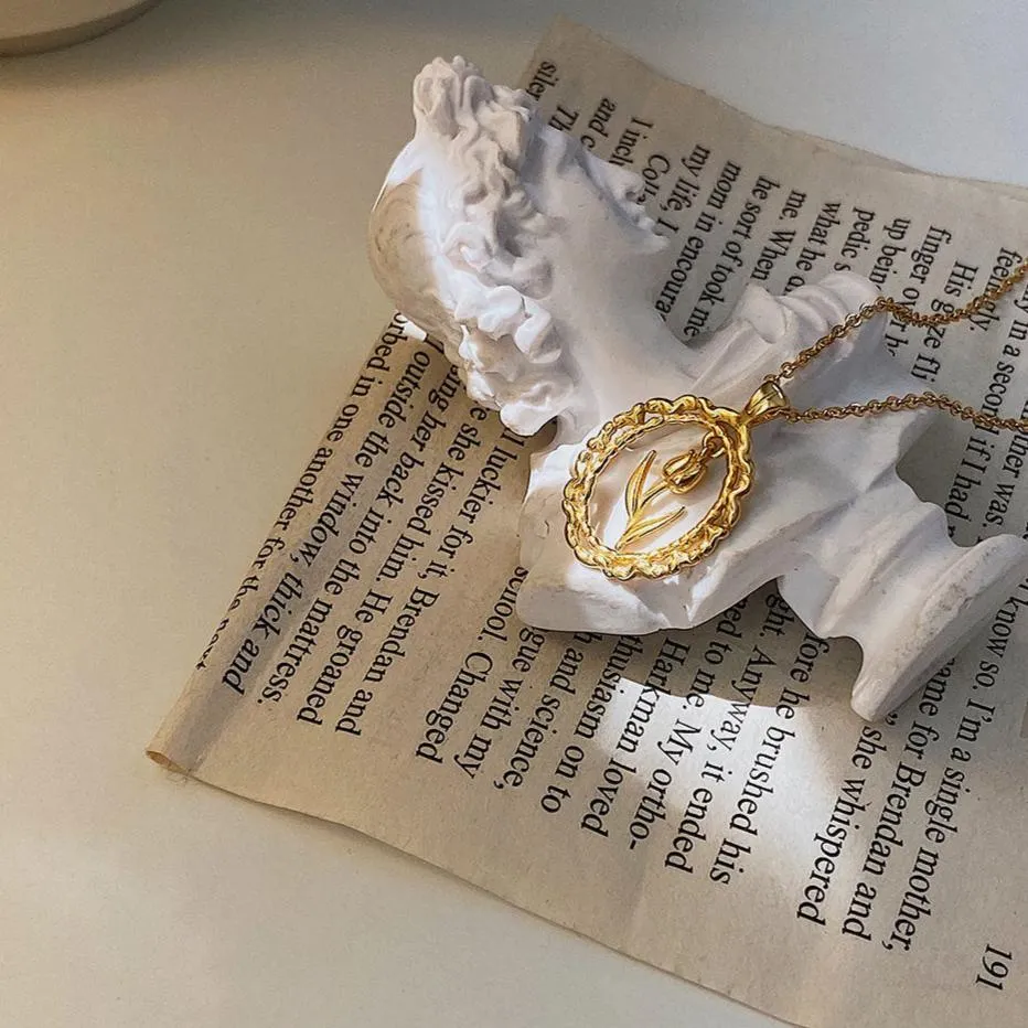 Vintage Tulip Necklace (Solid Silver)