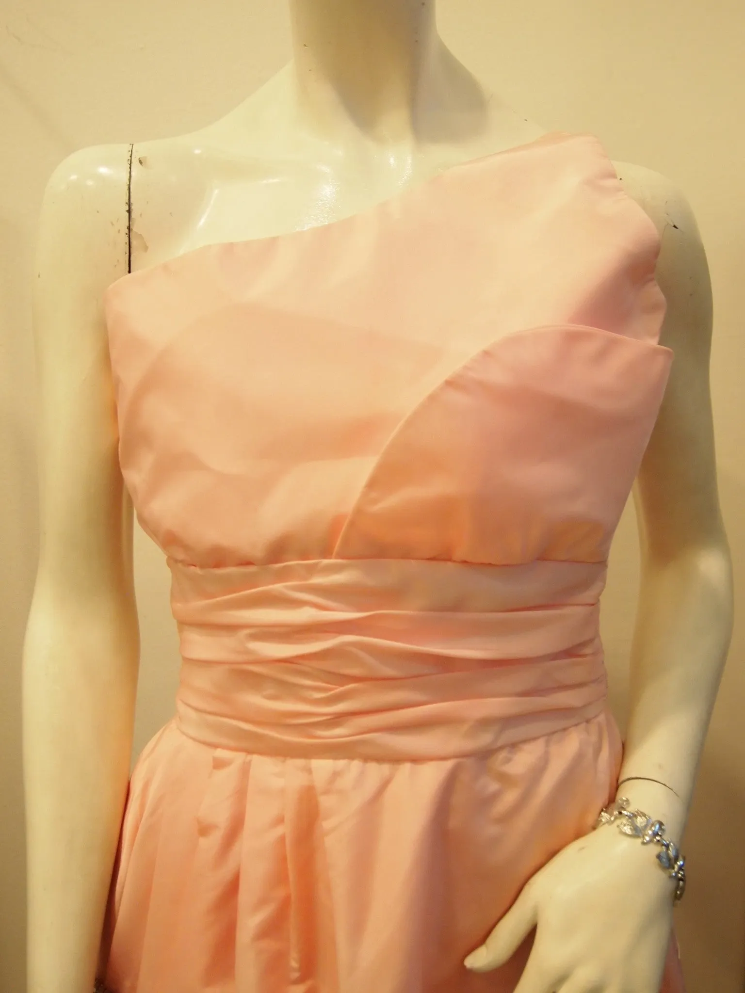 Vintage Victor Costa Dare Devil Baby Pink Taffetta Tiered Cocktail Dress