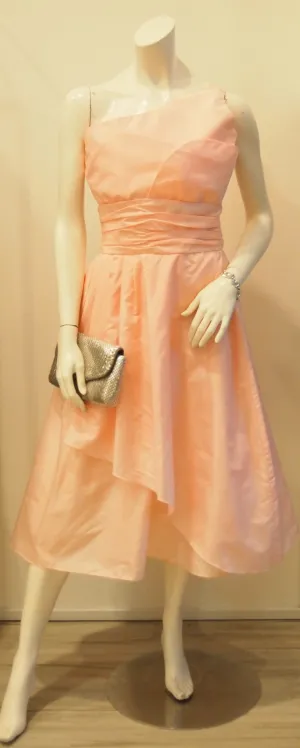 Vintage Victor Costa Dare Devil Baby Pink Taffetta Tiered Cocktail Dress