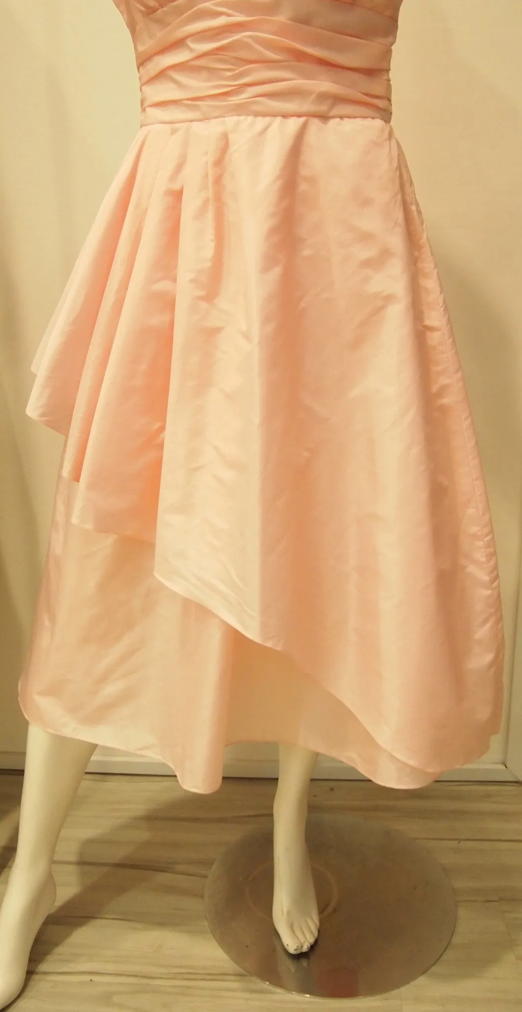 Vintage Victor Costa Dare Devil Baby Pink Taffetta Tiered Cocktail Dress