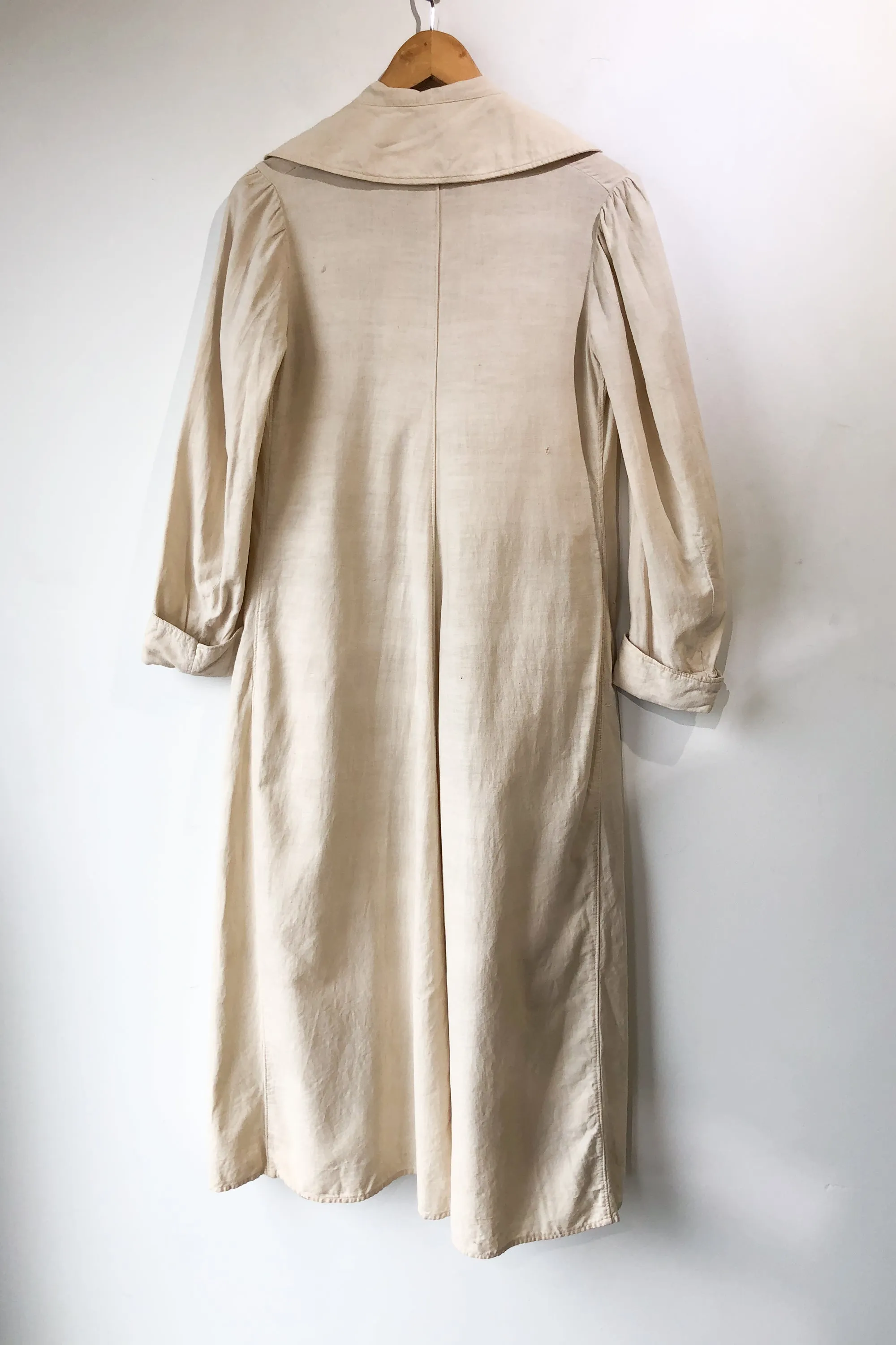 Vintage White Cotton Duster Coat