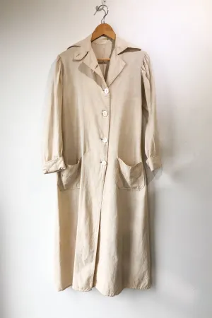 Vintage White Cotton Duster Coat