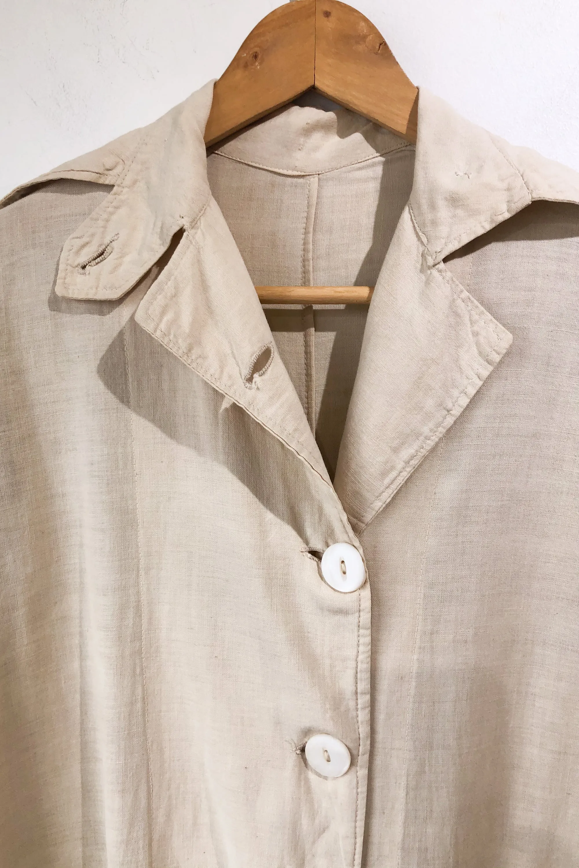 Vintage White Cotton Duster Coat