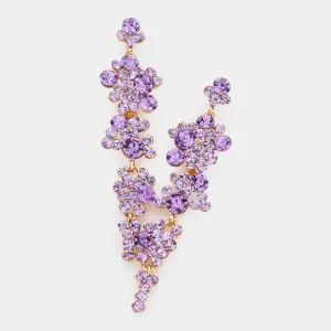 Violet Crystal Long Dangle Earrings | 594617