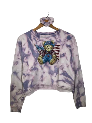 VTG USA Bear Dyed Cropped Sweater Set (M/L)
