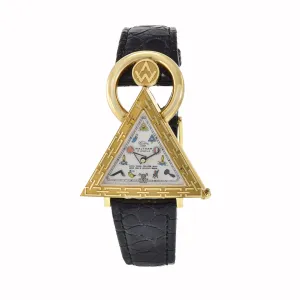 WALTHAM 2000 CIRCA 18KT GOLD TRIANGULAR MASONIC WRISTWATCH