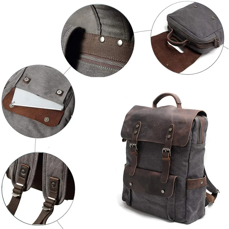 Waterproof Canvas Backpack Men Large Travel Rucksack