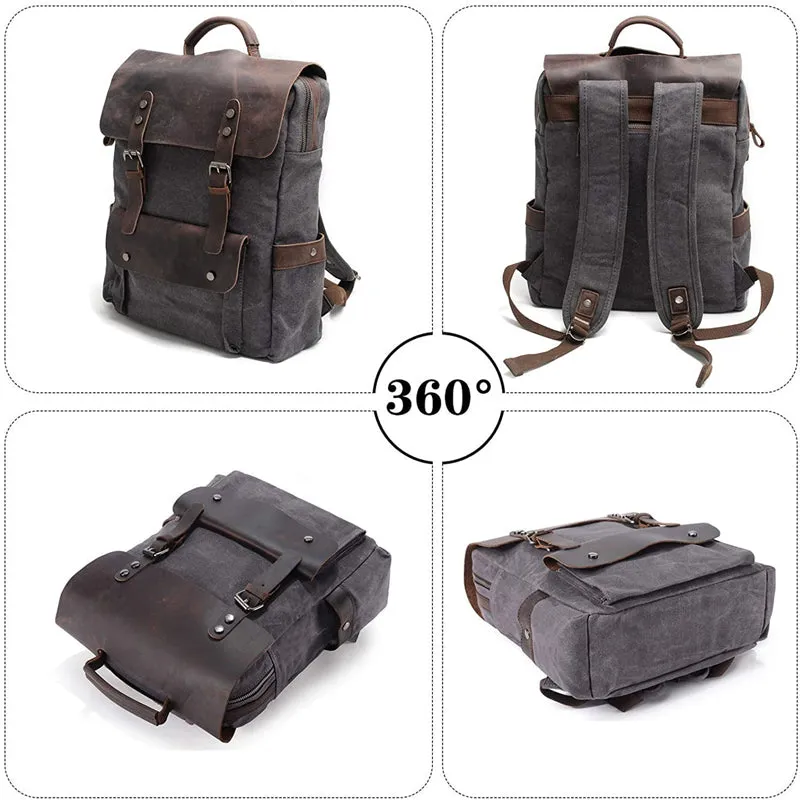 Waterproof Canvas Backpack Men Large Travel Rucksack