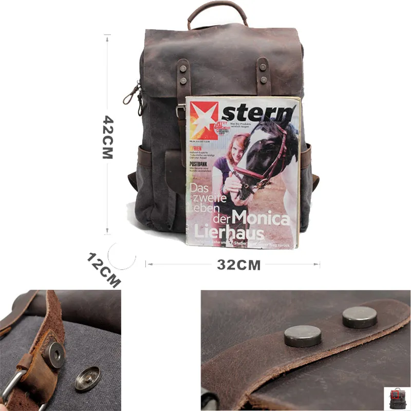 Waterproof Canvas Backpack Men Large Travel Rucksack