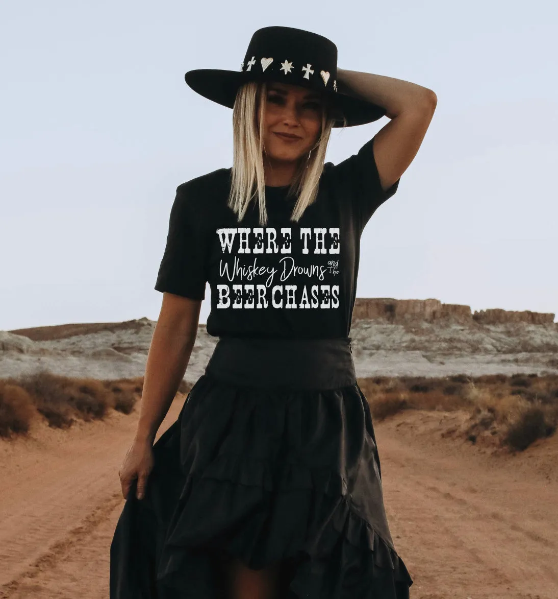 Where The Whiskey Drowns And The Beer Chases Black Tee