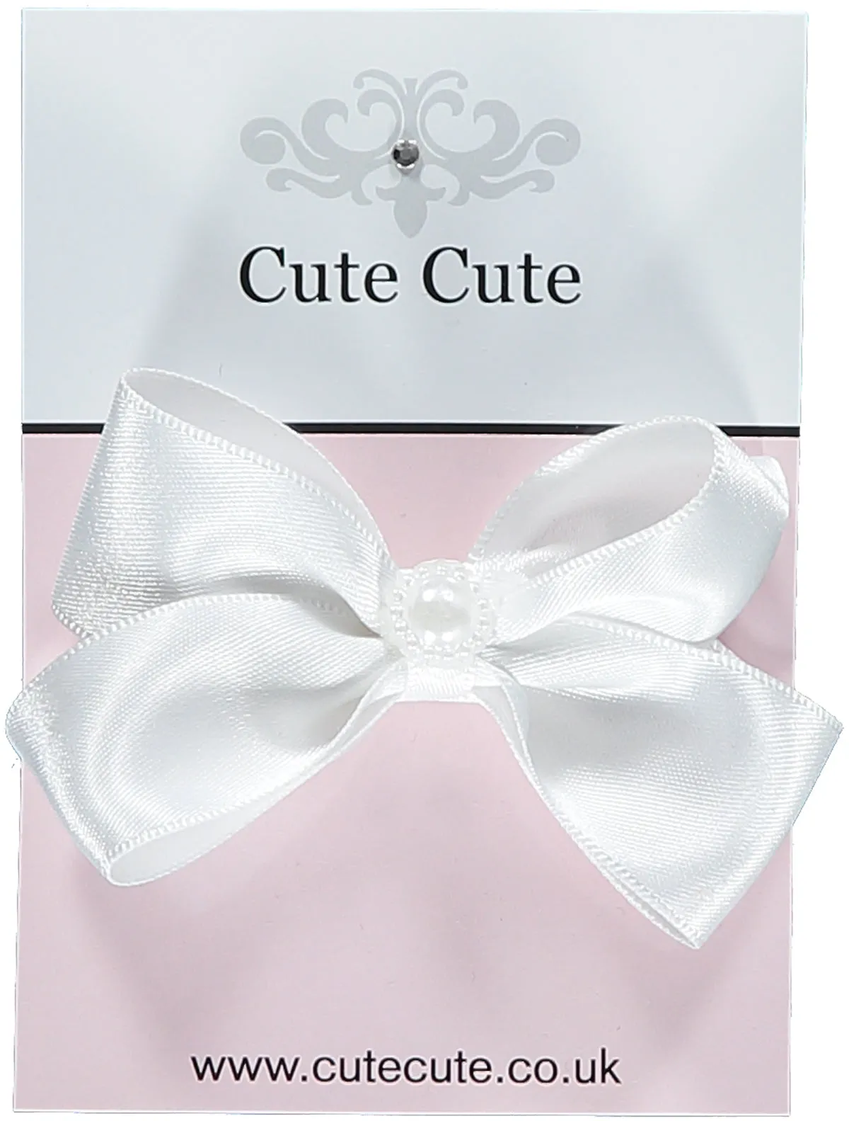 White Small Satin Bow Hairclip