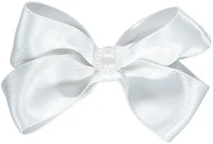 White Small Satin Bow Hairclip