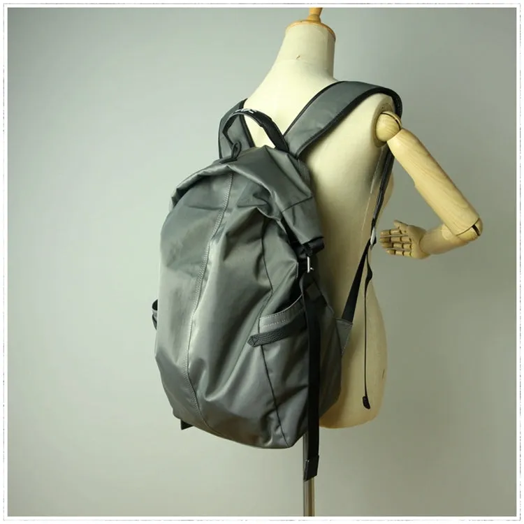 Womens Nylon Large Backpack Bag Dark Gray Nylon Travel Backpack School Rucksack for Ladies