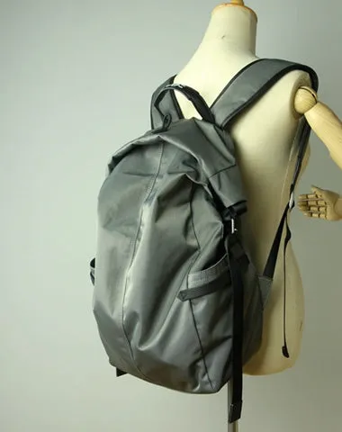 Womens Nylon Large Backpack Bag Dark Gray Nylon Travel Backpack School Rucksack for Ladies