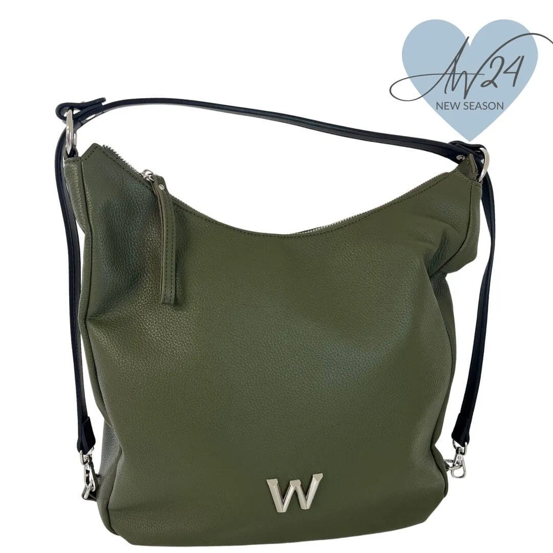 Wonders Large Green Leather Shoulder Hobo Bag