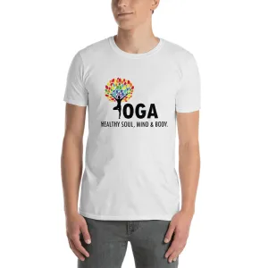 Yoga T Shirt White Shakti Yoga T Shirt Healthy Soul, Mind & Body T Shirt for Men