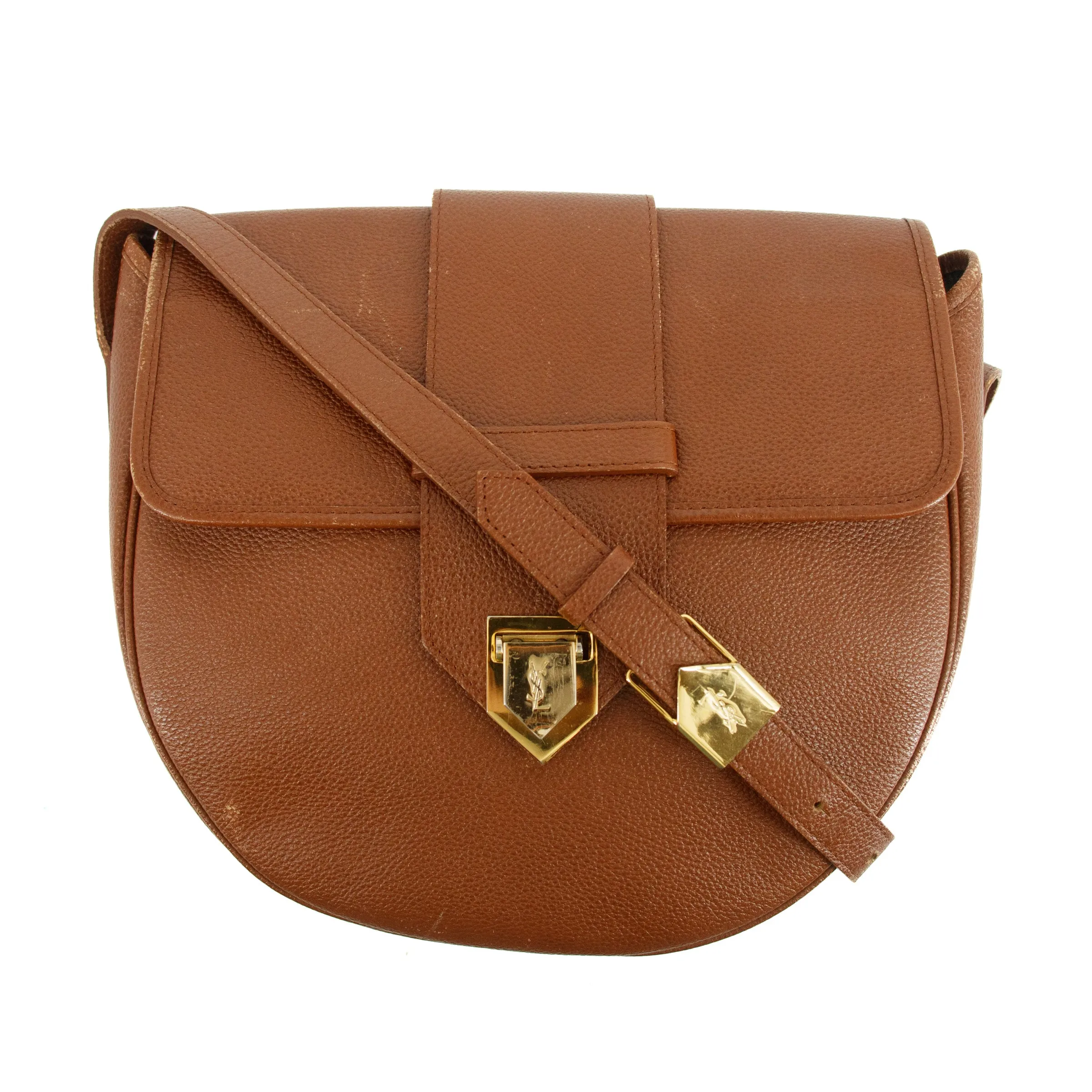YSL Saint Laurent Leather Crossbody Bag Brown #2736