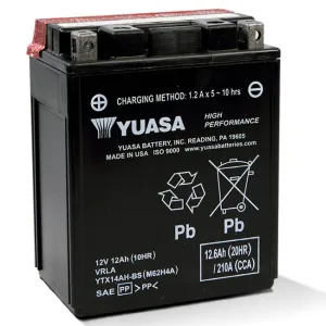YTX14AHL-BS DG Battery with acid pack Made in USA Yuasa (EYTX14AHLBSPK)