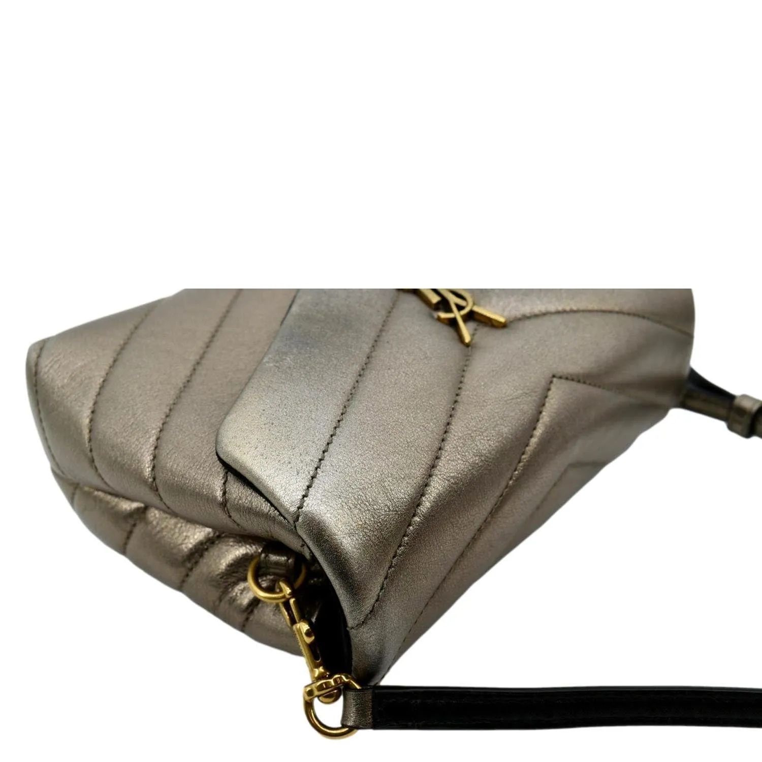 YVES SAINT LAURENT Loulou Toy Matelasse Leather Crossbody Bag Metallic Gold