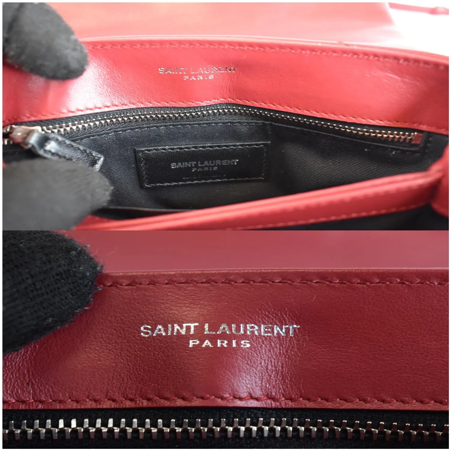 YVES SAINT LAURENT Loulou Toy Matelasse Leather Crossbody Bag Red