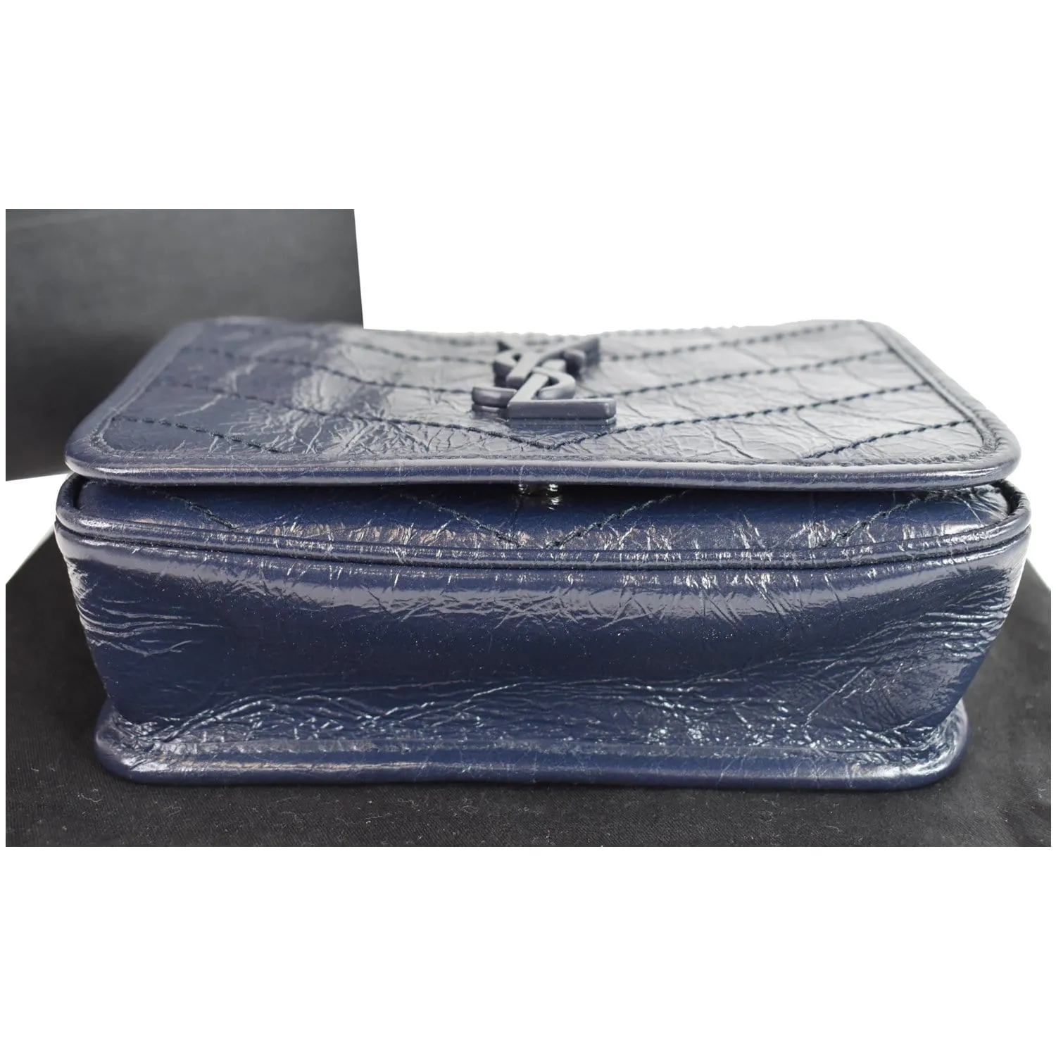 YVES  SAINT LAURENT Niki Chain Wallet Leather Crossbody Bag Blue