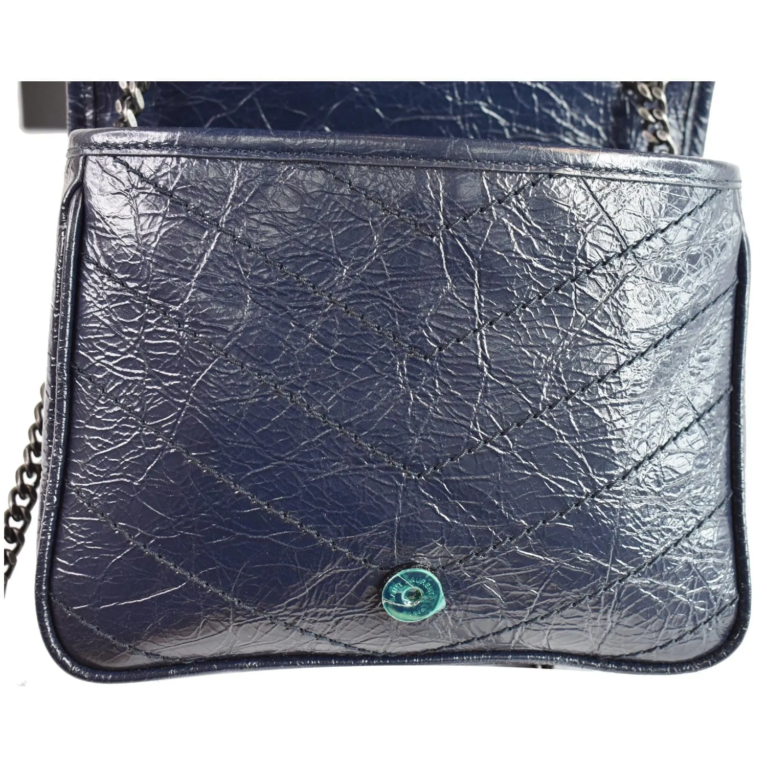 YVES  SAINT LAURENT Niki Chain Wallet Leather Crossbody Bag Blue
