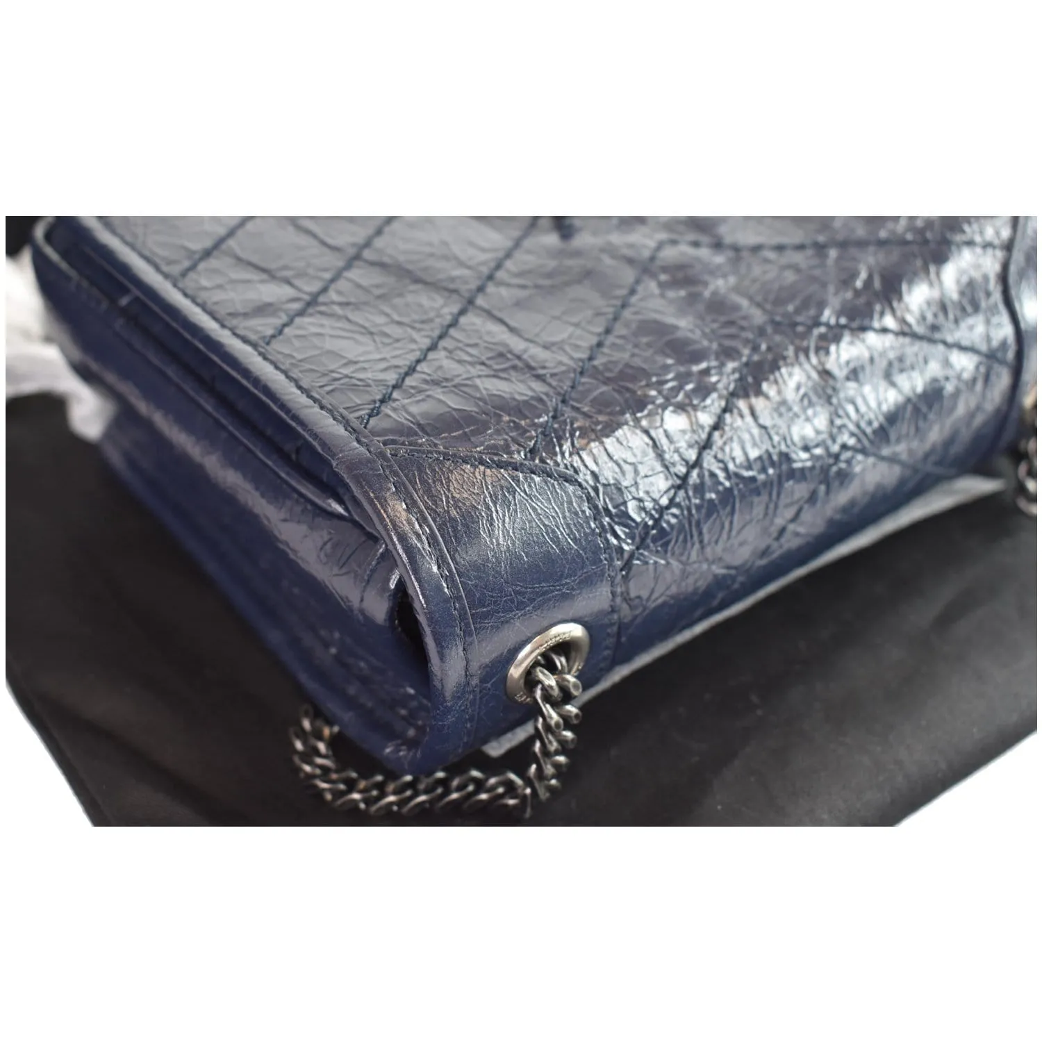 YVES  SAINT LAURENT Niki Chain Wallet Leather Crossbody Bag Blue