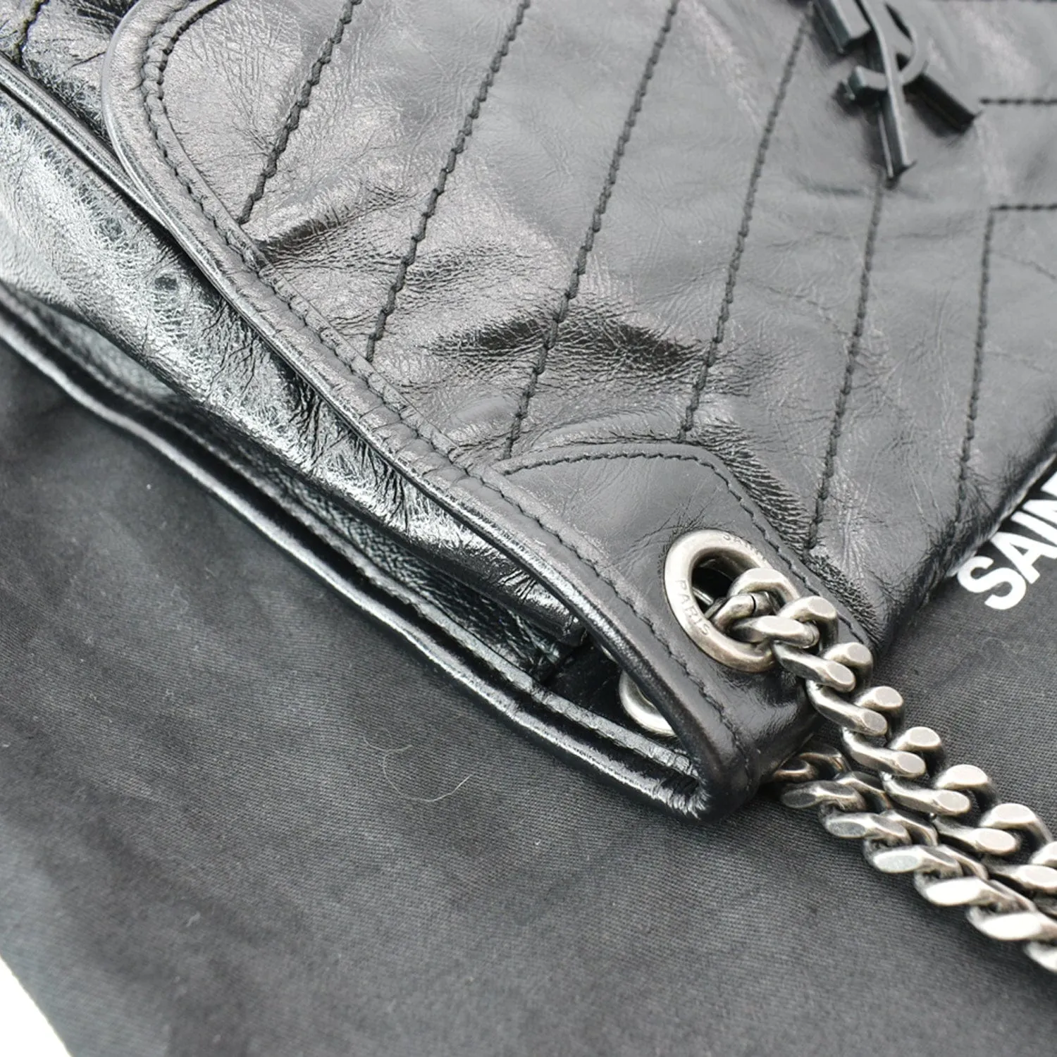 YVES SAINT LAURENT Niki Medium Leather Crossbody Bag Black - New Year Deals