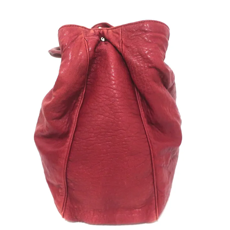Yves Saint Laurent Roady Hobo Red Grained Leather Large Shoulder Bag