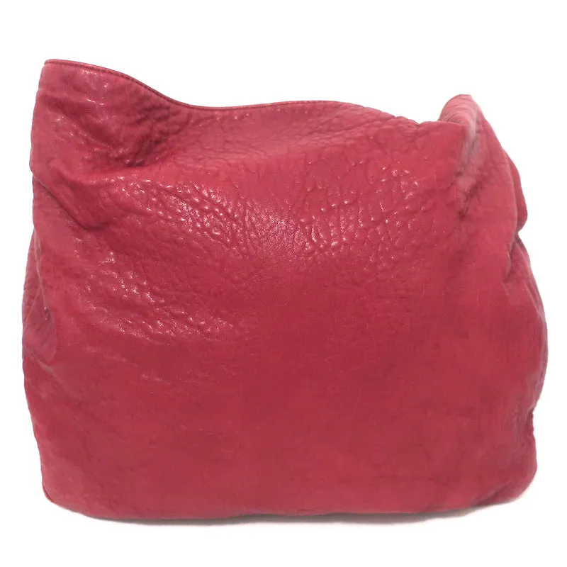 Yves Saint Laurent Roady Hobo Red Grained Leather Large Shoulder Bag