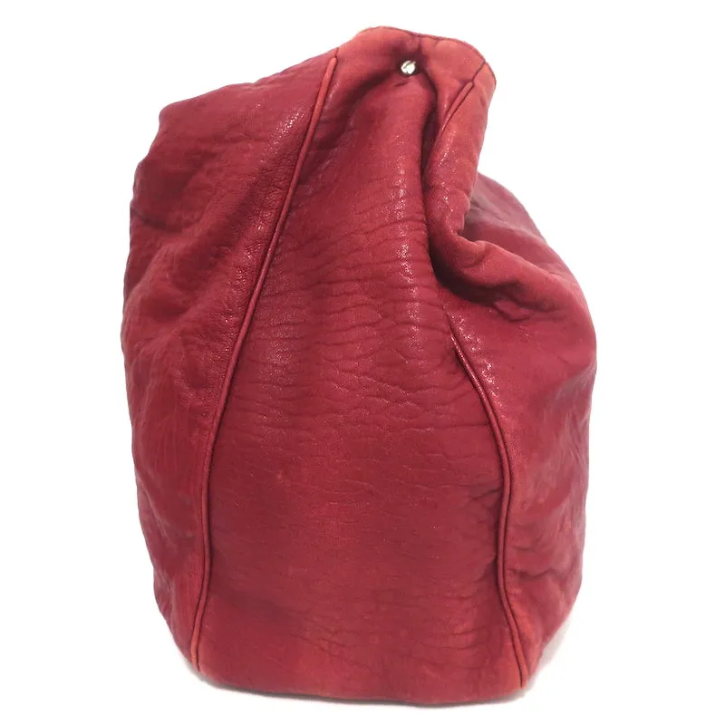 Yves Saint Laurent Roady Hobo Red Grained Leather Large Shoulder Bag