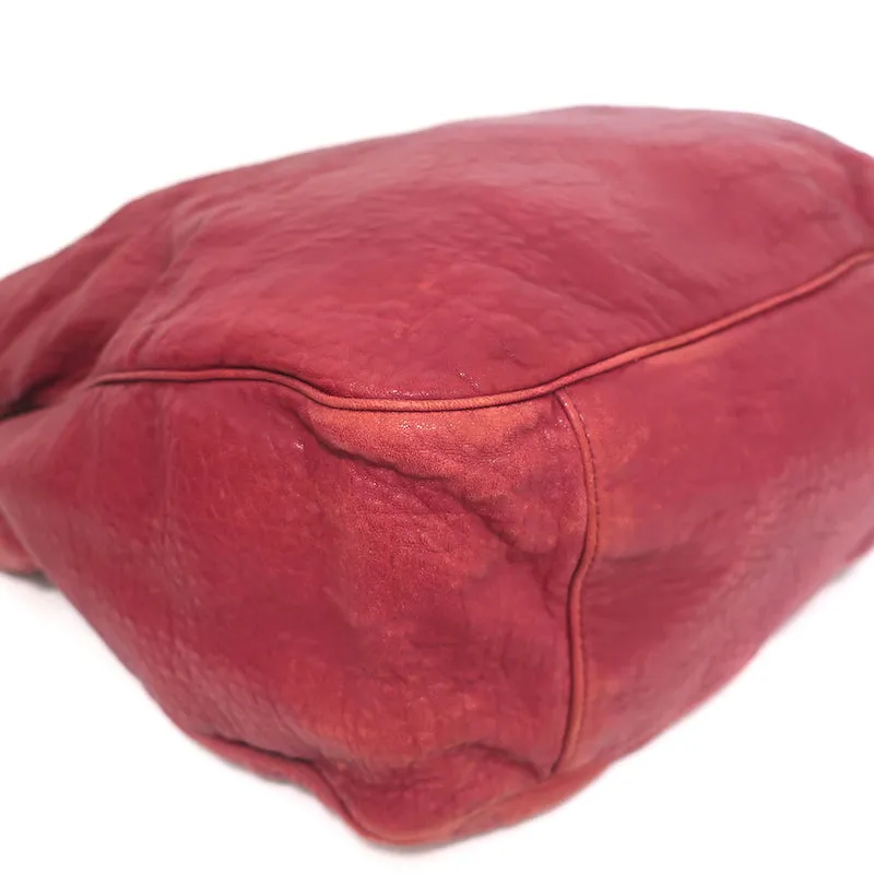 Yves Saint Laurent Roady Hobo Red Grained Leather Large Shoulder Bag