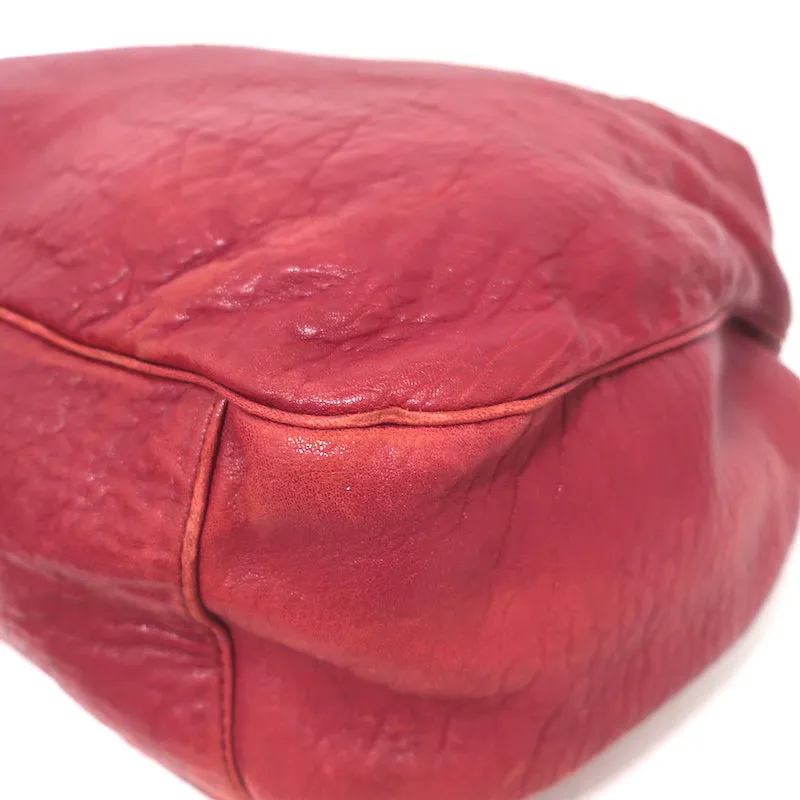 Yves Saint Laurent Roady Hobo Red Grained Leather Large Shoulder Bag