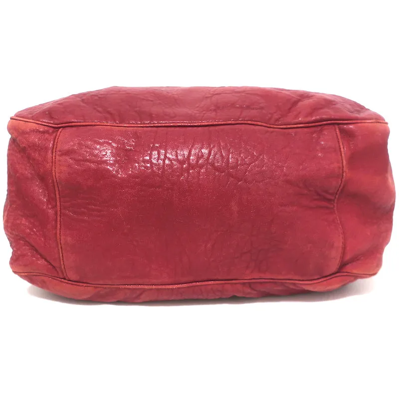 Yves Saint Laurent Roady Hobo Red Grained Leather Large Shoulder Bag
