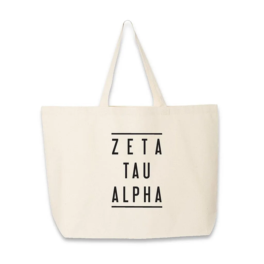 Zeta Tau Alpha Sorority Printed on Cotton Canvas Tote Bag