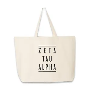 Zeta Tau Alpha Sorority Printed on Cotton Canvas Tote Bag