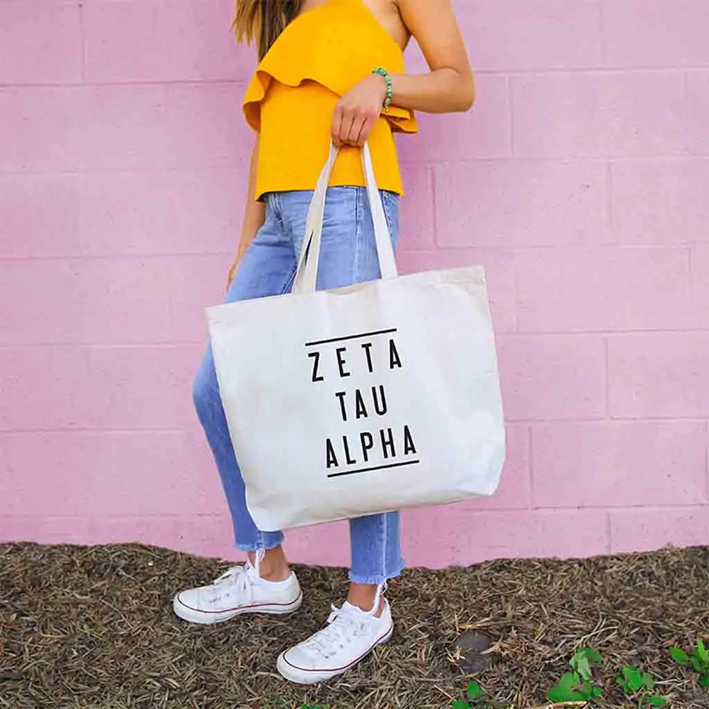 Zeta Tau Alpha Sorority Printed on Cotton Canvas Tote Bag