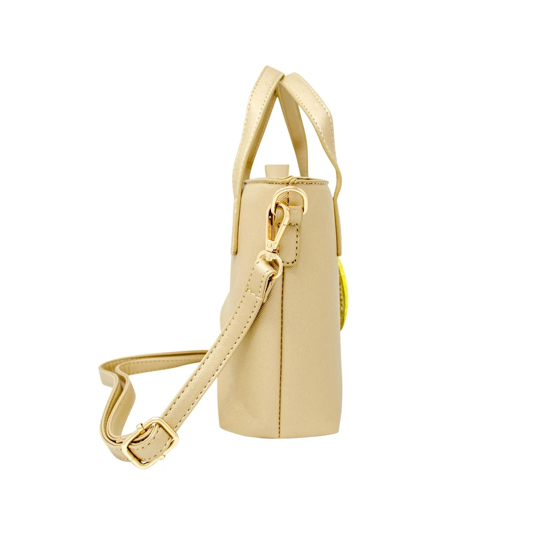 Zomi Gems Leather Tote Bag w/Charm - Gold w/Smiley